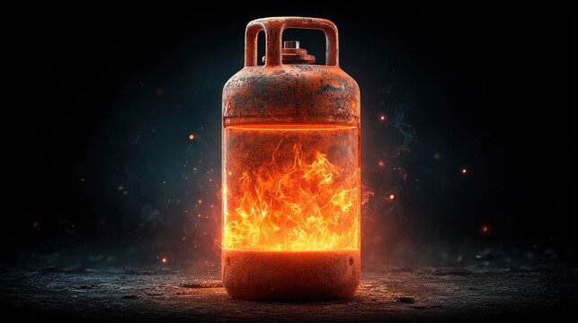 Flaming Gas Canister with Fire and Sparks Effect.