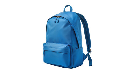 Blue backpack with front pocket and zippers © Lena