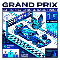 Obraz premium Grand Prix Butterfly Stroke Race Finish Iconic Sports Illustration