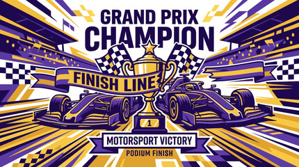 Obraz premium Grand Prix Champion Motorsport Victory Podium Finish Trophy Celebration