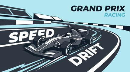 Obraz premium Formula One Grand Prix Racing Speed And Drift On Track
