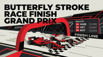 Obraz premium Formula One Race Finish Grand Prix Championship Battle Climax