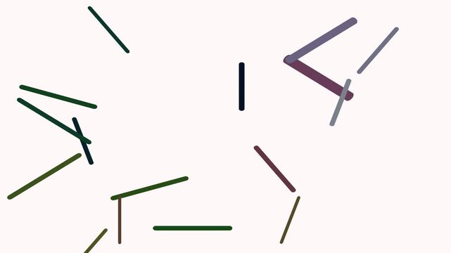 Abstract geometric background with randomly moving line segments animated illustration on a white background