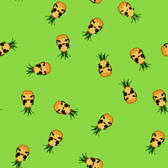 Fototapeta premium seamless pattern cute pineapple character cartoon. funny fun, summer party, sticker watermelon cute pineapple character sign vector