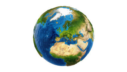 Fototapeta premium Planet Earth globe showing Europe Africa, and Arctic ice