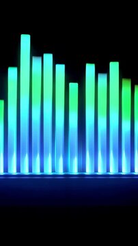 Digital sound waves moving across a black background, futuristic audio visualization featuring dynamic frequencies, music technology, glowing waveforms and modern motion graphics