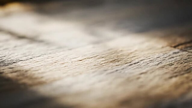Sunlight falls on a wooden surface with a blurred background