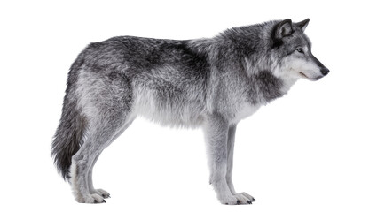 Fototapeta premium Gray wolf standing profile view full body