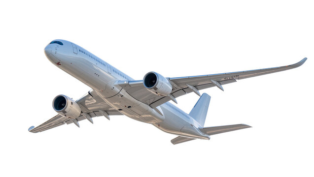 Modern passenger jet airplane flying with engines and wings visible