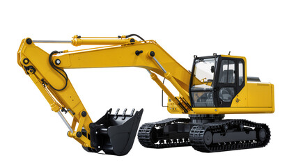 Yellow excavator with black bucket and tracks © Lena