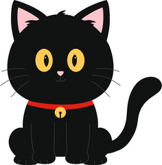 Cute Black Cat Illustration © JIO JOGAK