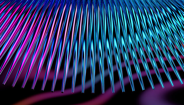 Abstract 3D neon pattern with glowing blue and pink metallic lines