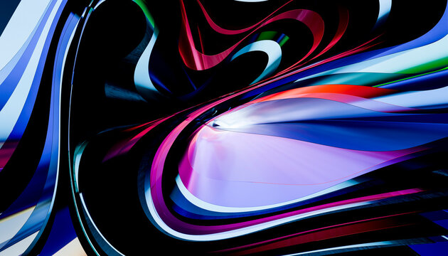 Abstract dynamic colorful liquid swirl with glossy neon pattern