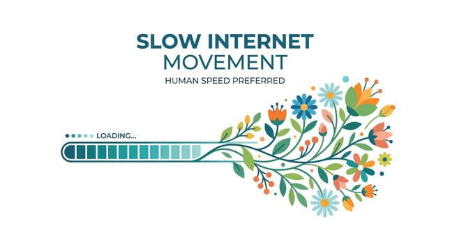 slow internet movement human speed preferred with floral loading bar.