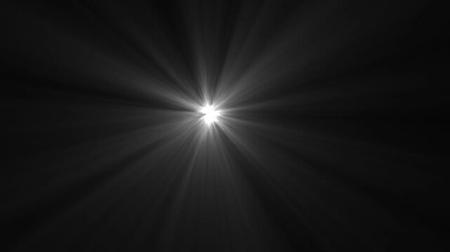 Bright Light Burst with Radial Rays on Black Background