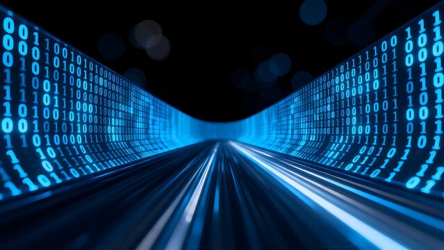 Digital binary tunnel with light streaks
