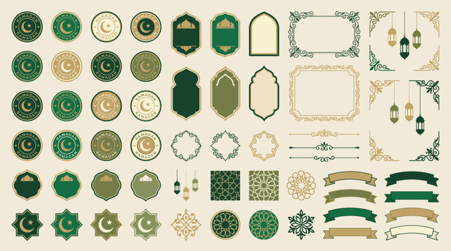 Elegant islamic and middle eastern decorative elements collection