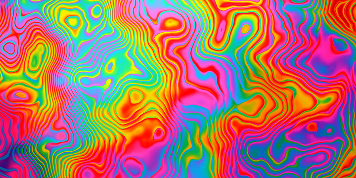 Psychedelic liquid marble texture with vibrant rainbow colors, abstract trippy swirl background, colorful fluid art pattern for creative design
