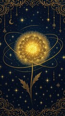 Obraz premium Golden dandelion cosmic elegance