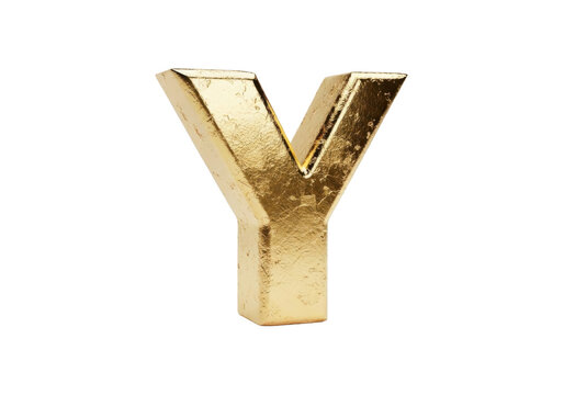 3D letter Y gold leaf PNG clean transparent background