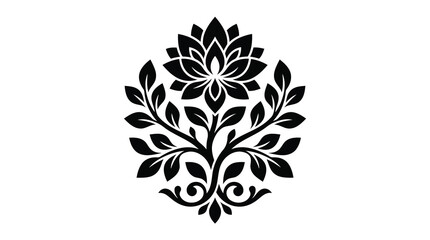 Fototapeta premium Black floral icon on white