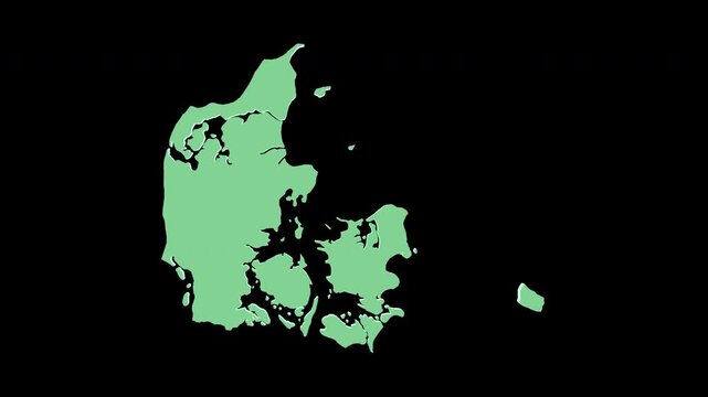 Denmark green 3D map spin perfect 10 second loop black background