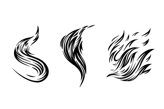 Outline Flame Set Hand Drawn Vector Image