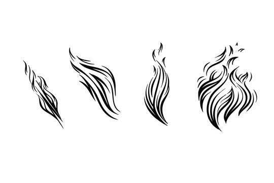Outline Flame Set Hand Drawn Vector Image
