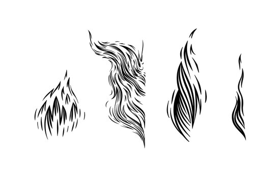 Outline Flame Set Hand Drawn Vector Image