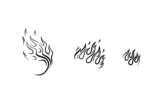 Outline Flame Set Hand Drawn Vector Image