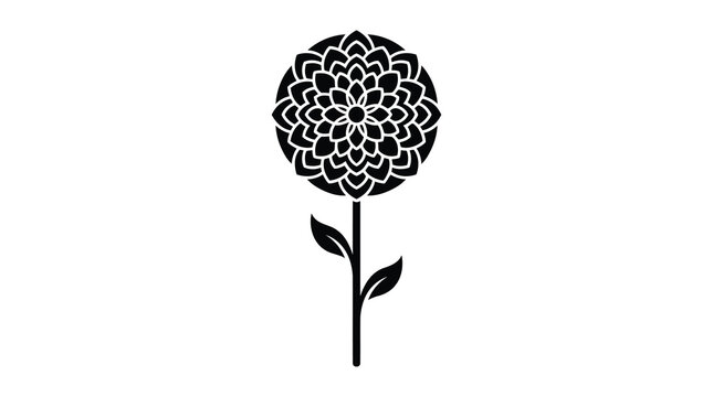 Black floral mandala flower icon