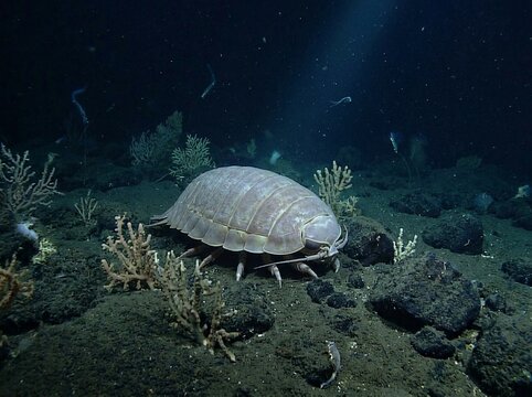 Giant Isopod Resting on the Deep Ocean Floor
