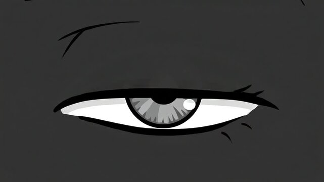 Close up of a stylized human eye with detailed eyelashes.