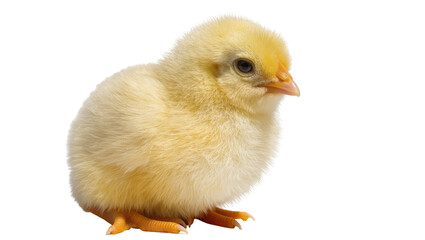 Fluffy yellow chick with orange beak and feet © Paul