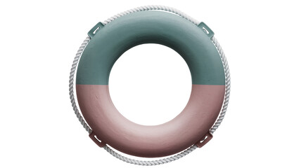Fototapeta premium Two-tone life preserver ring with rope detail