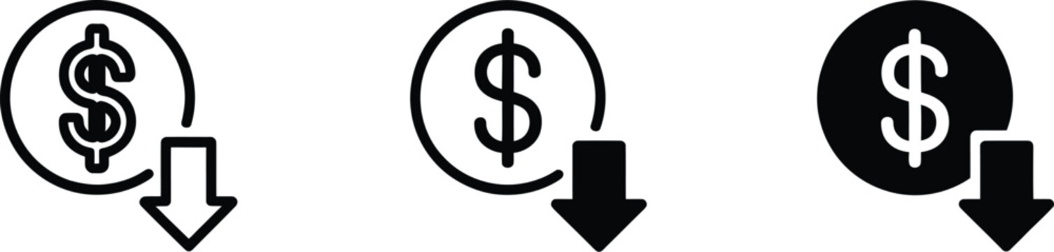 Cost Reduce Icon Vector for Expense Reduction, Budget Optimization, Financial Savings, and Business Efficiency