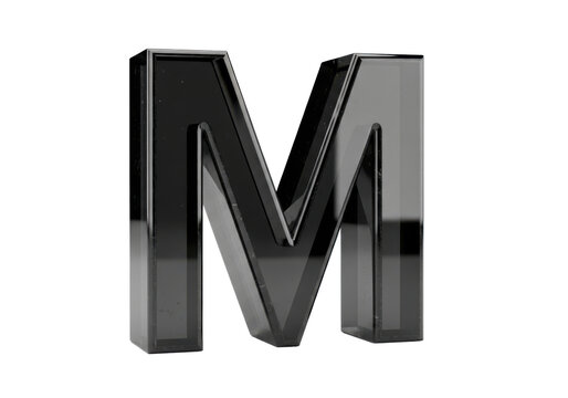 3D Letter M obsidian background PNG clean transparent background