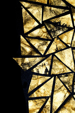 Gold metallic geometric triangle paint background