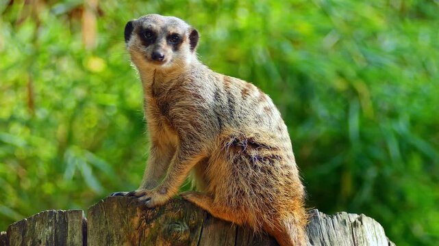 Meerkat Sitting on a Rock Basking in the Morning Sun in African Savanna | 4K Wildlife Footage