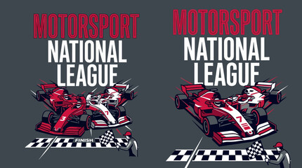 Obraz premium Exciting Motorsport National League Racing Cars Finish Line Victory Celebration