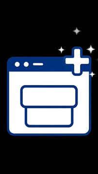 Blank web browser window icon on black background.