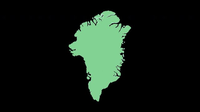 Greenland green 3D map spin perfect 10 second loop black background