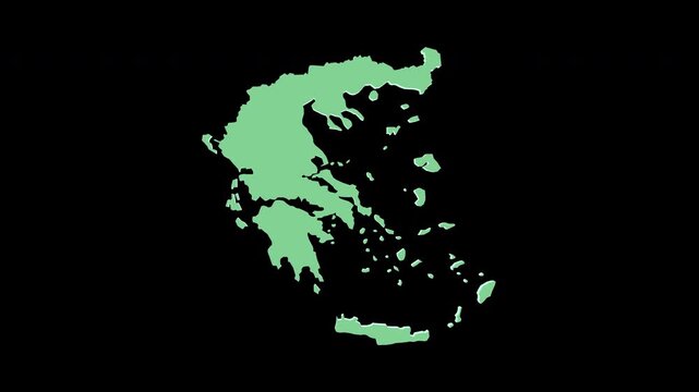 Greece green 3D map spin perfect 10 second loop black background