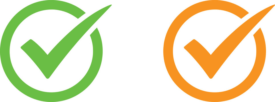 Green and orange check mark icons for business approval and correct task completion