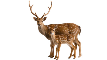 Fototapeta premium Spotted deer buck and fawn standing together