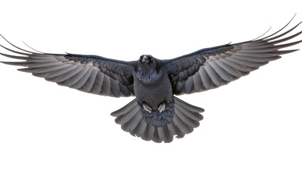 Obraz premium Raven bird in flight with wings spread wide