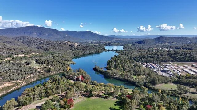 Aerial footage of Eildon Pondage Victoria Australia