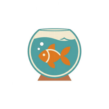 Minimalist goldfish in a glass fishbowl icon