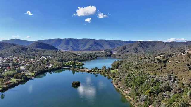 Aerial footage of Eildon Pondage Victoria Australia