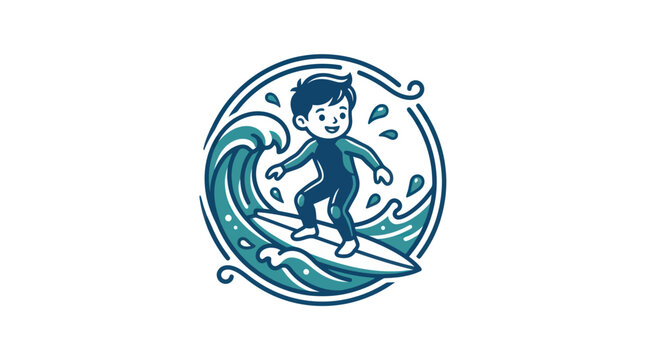 Boy surfing on a wave board.